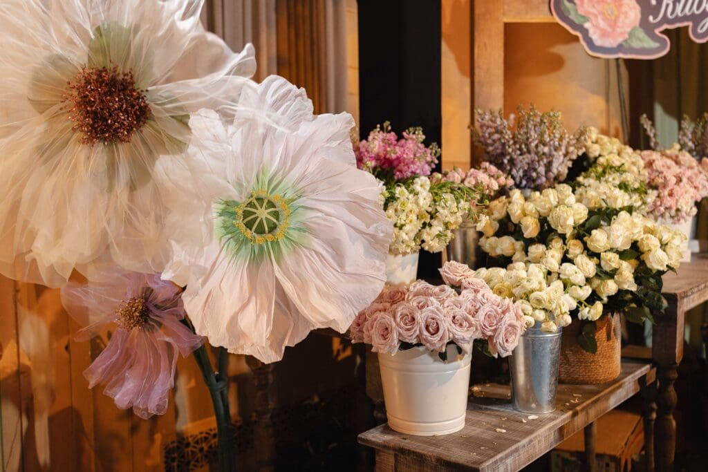 Guest interactive experience of a Parisian floral boutique at the Fox Theatre in Atlanta GA